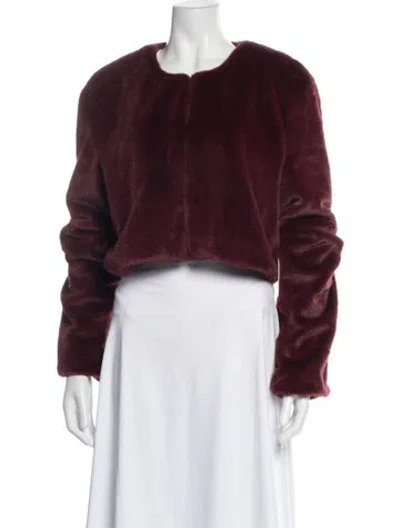Pre-owned Staud Faux Fur Jacket W/ Tags In Burgundy