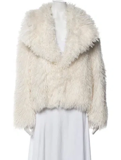 Pre-owned Staud Faux Fur Jacket W/ Tags In Neutrals