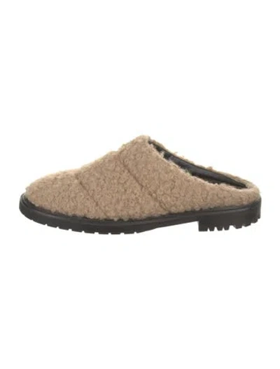 Pre-owned Staud Faux Fur Mules In Neutral