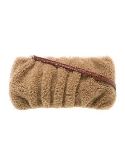 Pre-owned Staud Faux Fur Shoulder Bag In Brown