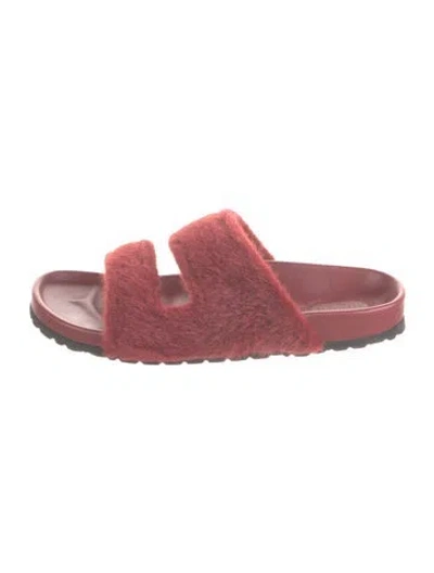 Pre-owned Staud Faux Fur Slides In Pink