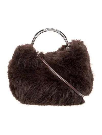 Pre-owned Staud Faux Fur Top Handle Bag In Brown