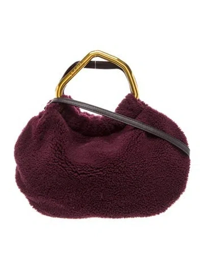 Pre-owned Staud Faux Fur Top Handle Bag In Purple