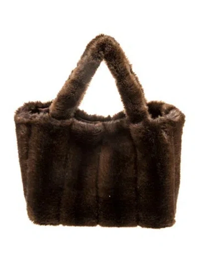 Pre-owned Staud Faux Fur Tote In Brown