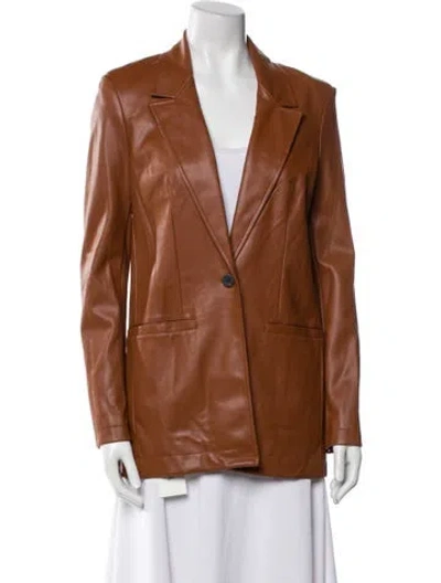 Pre-owned Staud Faux Leather Blazer In Brown