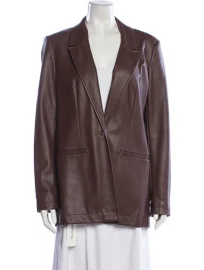 Pre-owned Staud Faux Leather Blazer In Brown