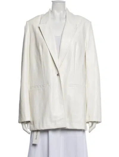 Pre-owned Staud Faux Leather Blazer In White