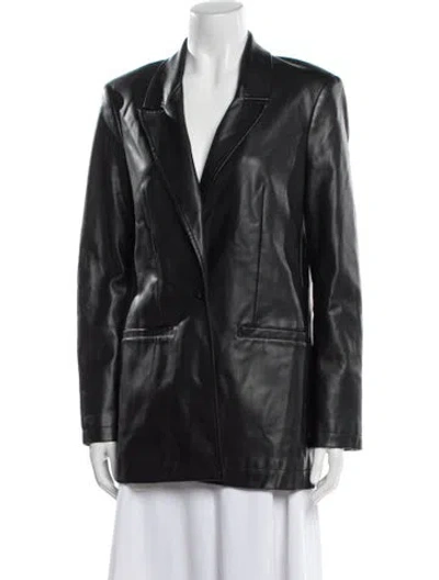 Pre-owned Staud Faux Leather Coat In Black