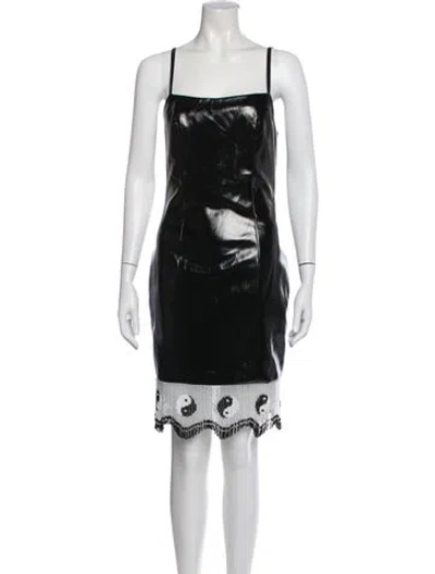 Pre-owned Staud Faux Leather Knee-length Dress In Black
