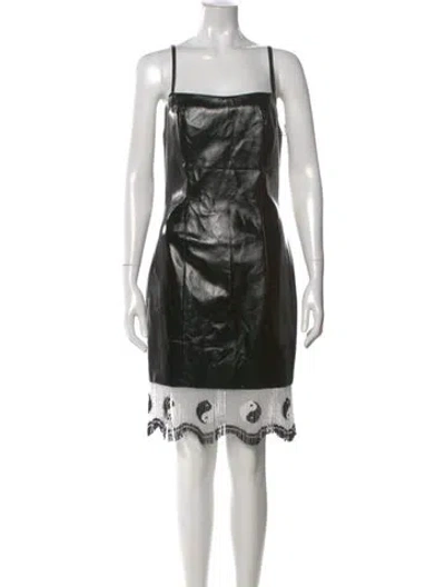 Pre-owned Staud Faux Leather Knee-length Dress W/ Tags In Black