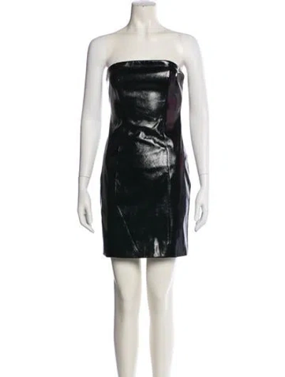Pre-owned Staud Faux Leather Mini Dress In Black