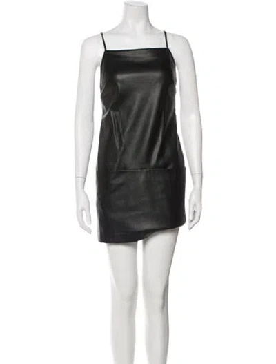 Pre-owned Staud Faux Leather Mini Dress In Black