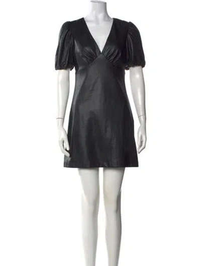 Pre-owned Staud Faux Leather Mini Dress In Black