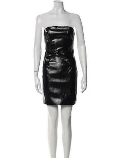 Pre-owned Staud Faux Leather Mini Dress In Black