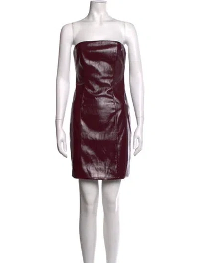 Pre-owned Staud Faux Leather Mini Dress In Burgundy