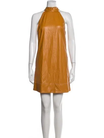 Pre-owned Staud Faux Leather Mini Dress In Orange