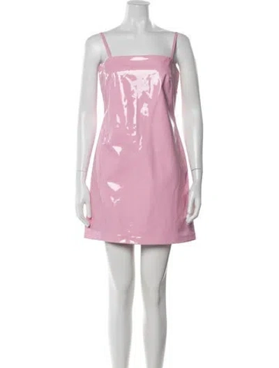 Pre-owned Staud Faux Leather Mini Dress In Pink