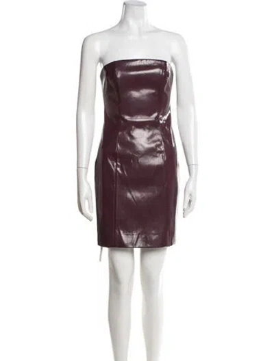 Pre-owned Staud Faux Leather Mini Dress In Purple