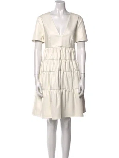 Pre-owned Staud Faux Leather Mini Dress W/ Tags In Neutral