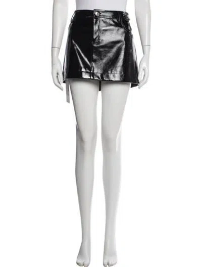 Pre-owned Staud Faux Leather Mini Skirt In Black