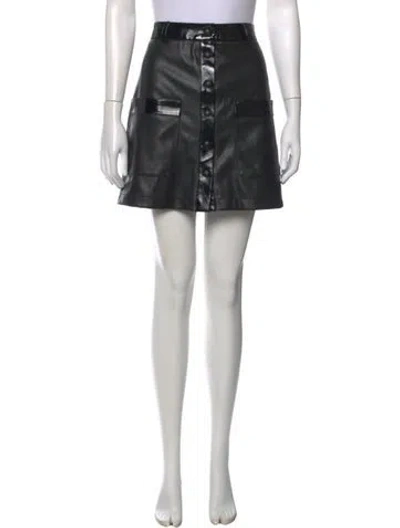 Pre-owned Staud Faux Leather Mini Skirt In Black