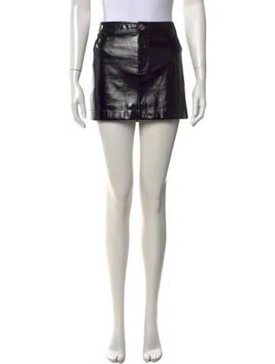 Pre-owned Staud Faux Leather Mini Skirt In Black