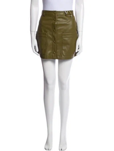 Pre-owned Staud Faux Leather Mini Skirt In Green