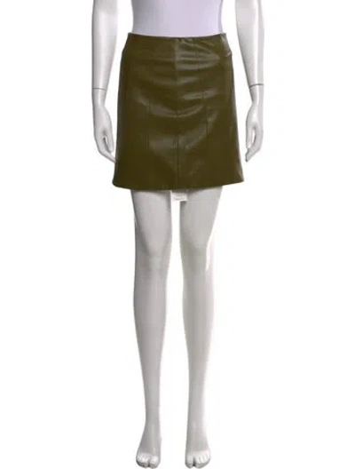 Pre-owned Staud Faux Leather Mini Skirt In Green