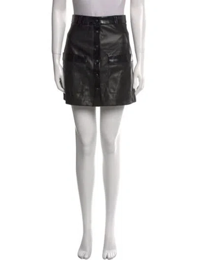 Pre-owned Staud Faux Leather Mini Skirt W/ Tags In Black