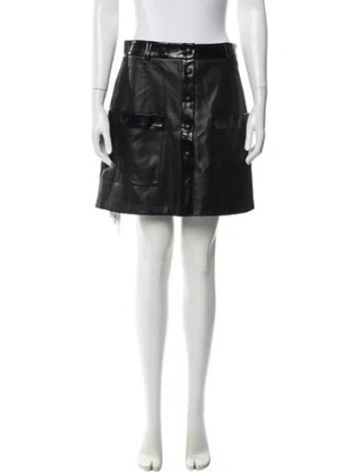Pre-owned Staud Faux Leather Mini Skirt W/ Tags In Black