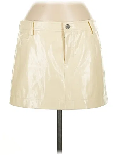 Pre-owned Staud Faux Leather Skirt In Yellow