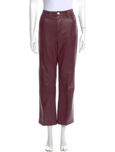 Pre-owned Staud Faux Leather Straight Leg Pants In Red