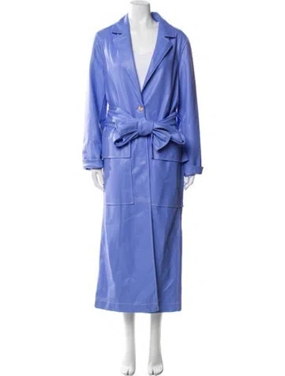 Pre-owned Staud Faux Leather Trench Coat In Purple