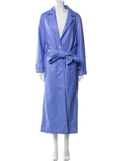 Pre-owned Staud Faux Leather Trench Coat In Purple