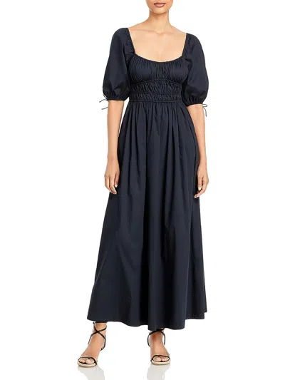 Staud Faye Womens Smocked Long Maxi Dress In Blue