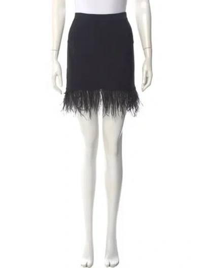 Pre-owned Staud Feather Trim Mini Skirt In Black