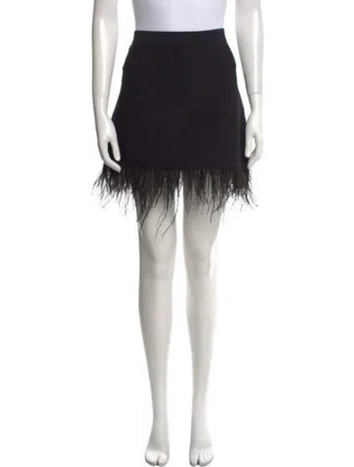 Pre-owned Staud Feather Trim Mini Skirt In Black