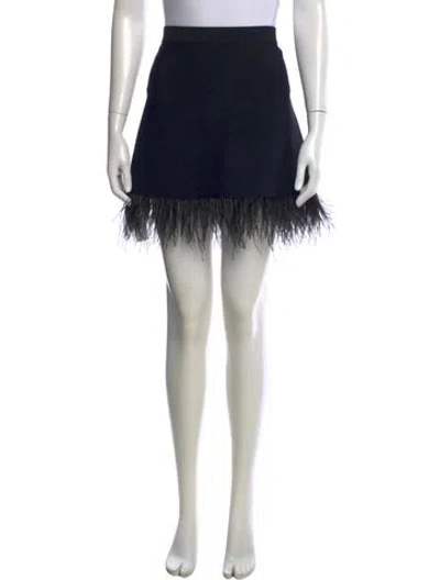 Pre-owned Staud Feather Trim Mini Skirt In Black