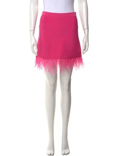 Pre-owned Staud Feather Trim Mini Skirt In Pink