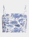 Staud Mala Bikini Top Blue Toile M In Blue Toile