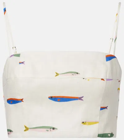 STAUD FEDERICO PRINTED LINEN CROP TOP