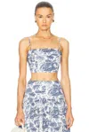 Staud Mala Bikini Top Blue Toile M In Blue Toile