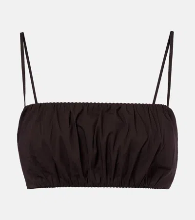 Staud Fiore Cotton Crop Top In Brown