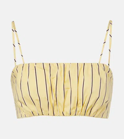 Staud Fiore Striped Cotton-blend Top In Yellow