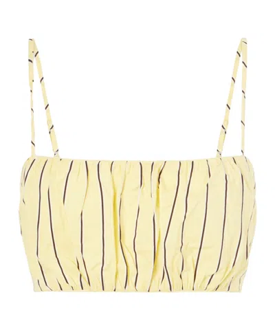 Staud Fiore Striped Cotton-blend Top In Yellow