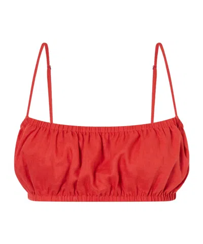 Staud Fiore Linen Top In Red