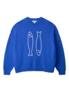 Staud Fish-embroidered Crew-neck Sweater In Blue