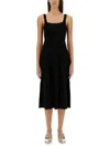 Staud Fitted Black Midi Dress In Black
