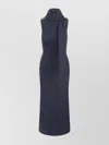 Staud Fitted Midi Dress Scarf Detail In Blue