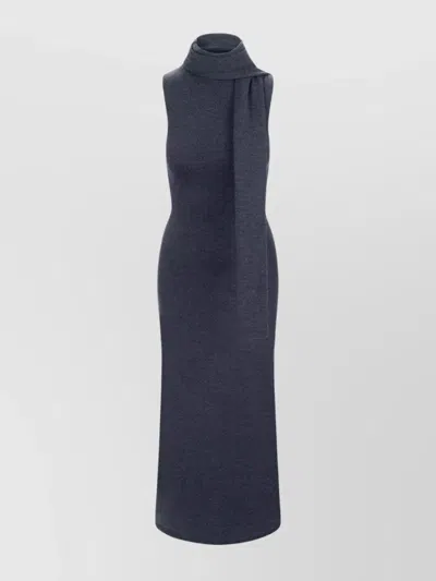 STAUD FITTED MIDI DRESS SCARF DETAIL